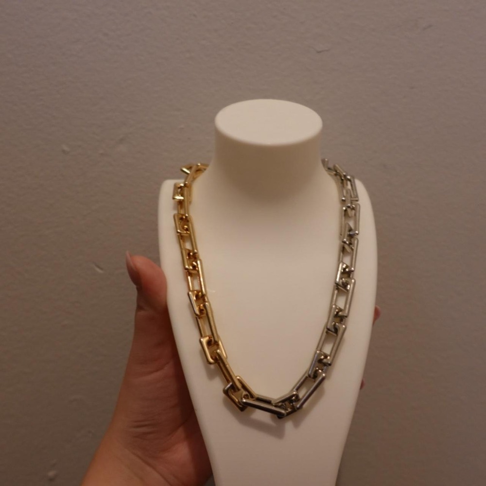 Mixed Metals Gold and Silver Chain Necklace